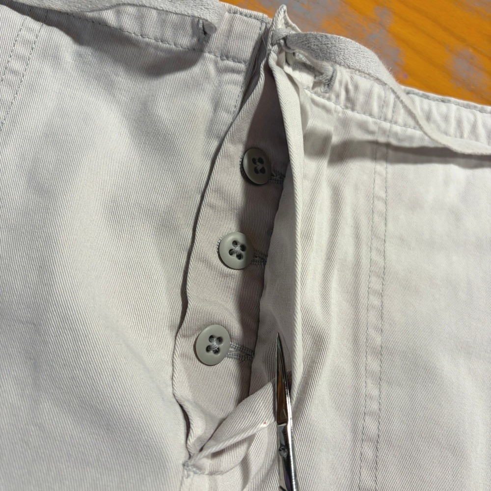 Gap Y2K Beige Khaki Cotton Twill Short Skirt M Button Fly Pockets Drawstring - Picture 4 of 6